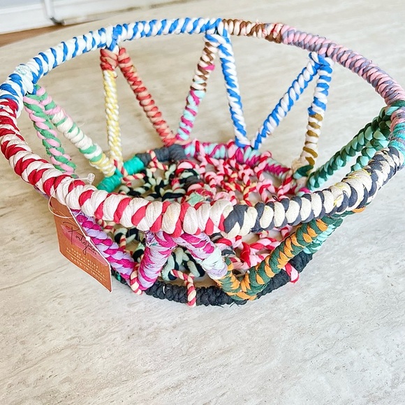 Boho Hand Wrapped Metal Decorative Bowl Basket Portofino Home NEW Colorful Decor - Picture 3 of 5